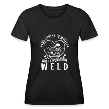 And i think to myself what a wonderful weld - Frauen Funktions-T-Shirt - Schwarz - Vorne - AI Model Female 172 light (172cm)