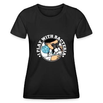 Je joue avec les bactéries - T-shirt sport Femme - noir - Devant - AI Model Female 172 light (172cm)