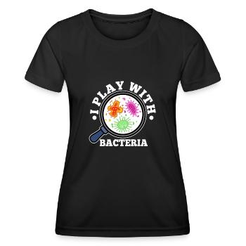 Je joue avec les bactéries - T-shirt sport Femme - noir - Devant - AI Model Female 172 light (172cm)