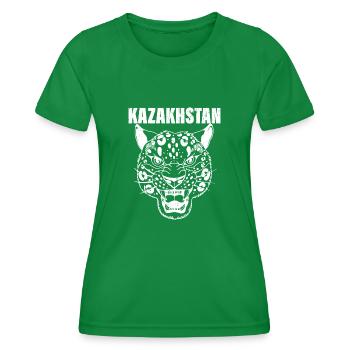 Republik Kasachstan Asien Schneeleopard - Frauen Funktions-T-Shirt - Kelly Green - Vorne - AI Model Female 172 dark (172cm)