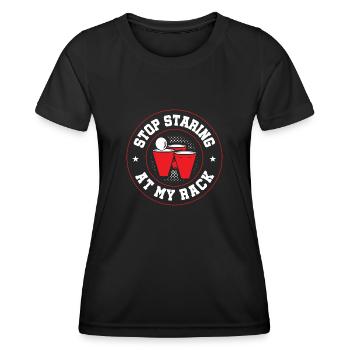 Arrêtez de regarder mon rack - Beer Pong Wisdom - T-shirt sport Femme - noir - Devant - AI Model Female 172 light (172cm)