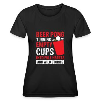 Beer Pong Turning Empty Cups Into Full Hearts - Women's Functional T-Shirt - black - Front - AI Model Female 172 light (172cm)