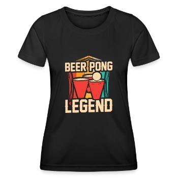 Beer Pong Legend - Retro Beer Pong Drinking Game - Women's Functional T-Shirt - black - Front - AI Model Female 172 light (172cm)