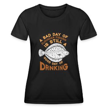 Dicton de pêcheur de plie - T-shirt sport Femme - noir - Devant - AI Model Female 172 light (172cm)