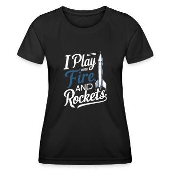 Modèles réduits de fusées amusantes - T-shirt sport Femme - noir - Devant - AI Model Female 172 light (172cm)