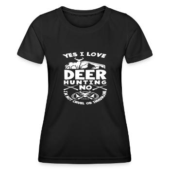 Oui, j’adore les chasseurs de cerfs Pas de cruauté - T-shirt sport Femme - noir - Devant - AI Model Female 172 light (172cm)