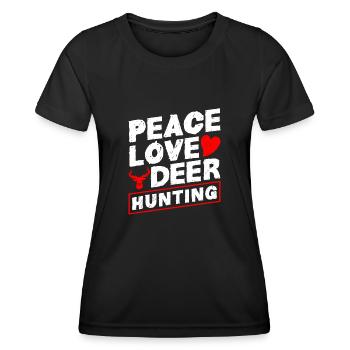 Frieden Liebe Hirschjagd Abenteuer - Frauen Funktions-T-Shirt - Schwarz - Vorne - AI Model Female 172 light (172cm)