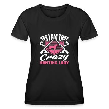 Oui, je suis cette folle chasseuse - T-shirt sport Femme - noir - Devant - AI Model Female 172 light (172cm)