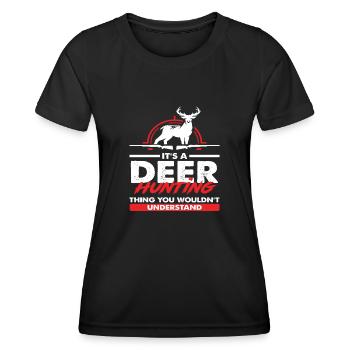 C’est une chasse au chevreuil que vous ne feriez pas - T-shirt sport Femme - noir - Devant - AI Model Female 172 light (172cm)