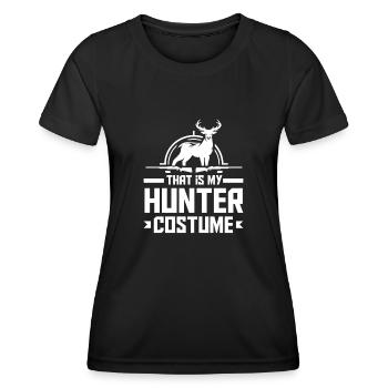 C’est mon costume de chasseur - T-shirt sport Femme - noir - Devant - AI Model Female 172 light (172cm)