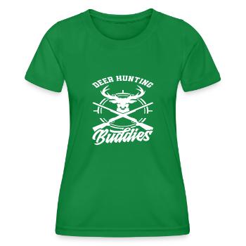 Hirschjäger Kumpels - Deer Hunting Buddies - Frauen Funktions-T-Shirt - Kelly Green - Vorne - AI Model Female 172 dark (172cm)