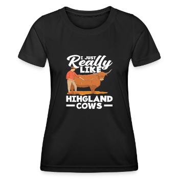 Ich Mag Wirklich Highland Kühe - Frauen Funktions-T-Shirt - Schwarz - Vorne - AI Model Female 172 light (172cm)