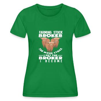 Highland Kuh Farming Stock Broker - Frauen Funktions-T-Shirt - Kelly Green - Vorne - AI Model Female 172 dark (172cm)