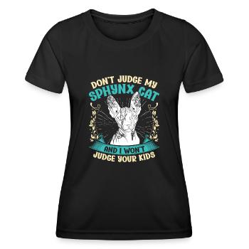 Witziger Sphynx Katze Spruch - Frauen Funktions-T-Shirt - Schwarz - Vorne - AI Model Female 172 light (172cm)