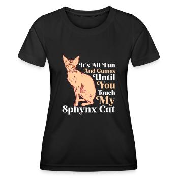 Drôle de chat Sphynx Dicton - T-shirt sport Femme - noir - Devant - AI Model Female 172 light (172cm)