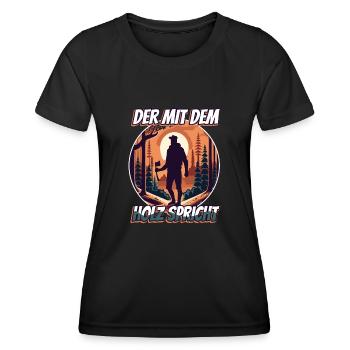 Der mit dem Holz spricht - Frauen Funktions-T-Shirt - Schwarz - Vorne - AI Model Female 172 light (172cm)