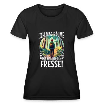 J’aime les arbres qui retiennent la nourriture - T-shirt sport Femme - noir - Devant - AI Model Female 172 light (172cm)
