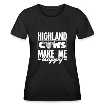 Highland Kühe Machen Mich Glücklich - Frauen Funktions-T-Shirt - Schwarz - Vorne - AI Model Female 172 light (172cm)