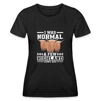 Ich War Normal Vor Einigen Hochlandkühen - Frauen Funktions-T-Shirt - Schwarz - Vorne - AI Model Female 172 light (172cm)