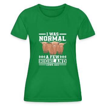 Ich War Normal Vor Einigen Hochlandkühen - Frauen Funktions-T-Shirt - Kelly Green - Vorne - AI Model Female 172 dark (172cm)