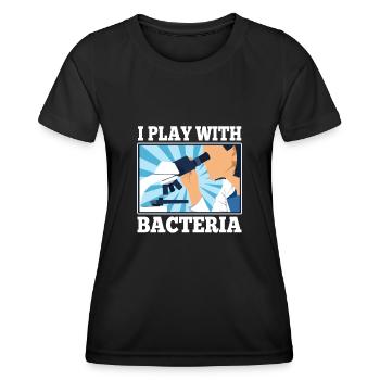 Je joue avec les bactéries - T-shirt sport Femme - noir - Devant - AI Model Female 172 light (172cm)