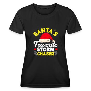 Santa's Favorite Storm Chaser - Women's Functional T-Shirt - black - Front - AI Model Female 172 light (172cm)