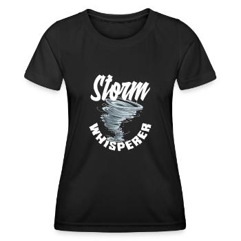 Storm Whisperer pour les chasseurs de tempêtes - T-shirt sport Femme - noir - Devant - AI Model Female 172 light (172cm)