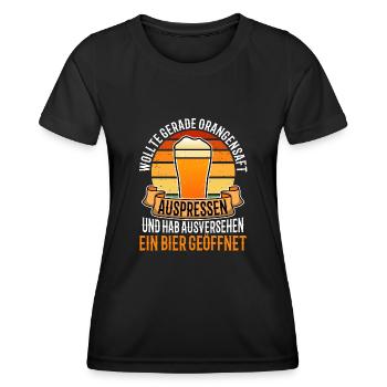 Squeezing orange juice accidentally opened beer - Women's Functional T-Shirt - black - Front - AI Model Female 172 light (172cm)