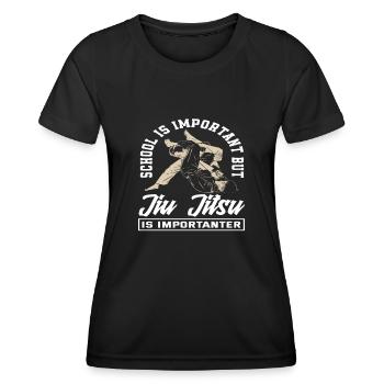 L'école est importante mais le Jiu Jitsu est plus important - T-shirt sport Femme - noir - Devant - AI Model Female 172 light (172cm)