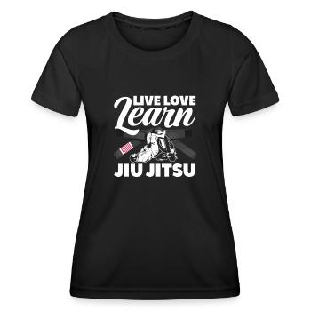 Live Love Learn Jiu Jitsu - Women's Functional T-Shirt - black - Front - AI Model Female 172 light (172cm)