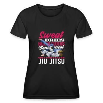 La sueur sèche les tissus sanguins, les os guérissent le Jiu Jitsu - T-shirt sport Femme - noir - Devant - AI Model Female 172 light (172cm)