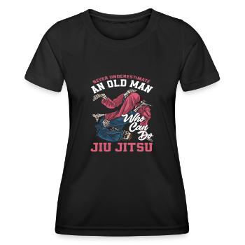 Ne sous-estimez jamais un vieil homme de Jiu - T-shirt sport Femme - noir - Devant - AI Model Female 172 light (172cm)