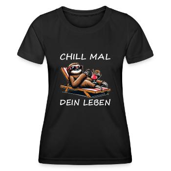 Chill mal Faultier chillen relax - Frauen Funktions-T-Shirt - Schwarz - Vorne - AI Model Female 172 light (172cm)