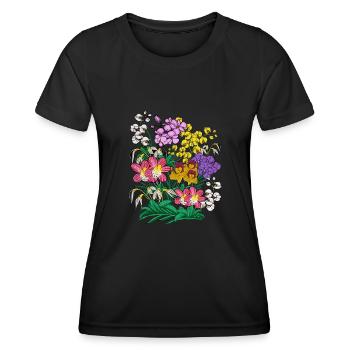 Orchideen Blumen Pflanzen Geschenk Orchidee - Frauen Funktions-T-Shirt - Schwarz - Vorne - AI Model Female 172 light (172cm)