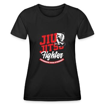 Jiu Jitsu Fighter Technique Over Strength - Women's Functional T-Shirt - black - Front - AI Model Female 172 light (172cm)