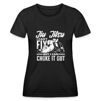 Jiu Jitsu que je ne peux pas réparer mais je peux l'étouffer - T-shirt sport Femme - noir - Devant - AI Model Female 172 light (172cm)