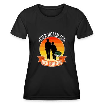 Bier holen ist auch Bewegung - Frauen Funktions-T-Shirt - Schwarz - Vorne - AI Model Female 172 light (172cm)