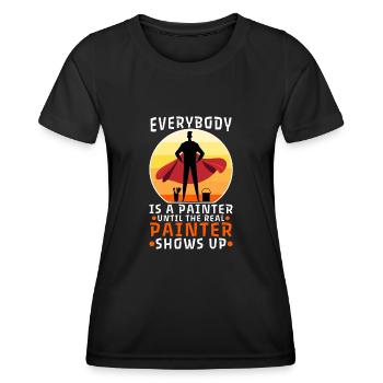 Tout le monde est peintre jusqu’au vrai peintre - T-shirt sport Femme - noir - Devant - AI Model Female 172 light (172cm)