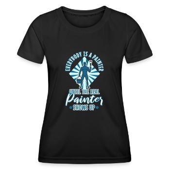 Tout le monde est peintre jusqu’au vrai peintre - T-shirt sport Femme - noir - Devant - AI Model Female 172 light (172cm)