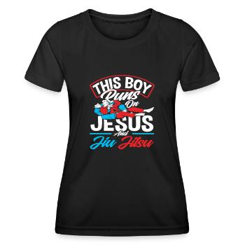 Dieser Junge Lebt Für Jesus Und Jiu Jitsu - Frauen Funktions-T-Shirt - Schwarz - Vorne - AI Model Female 172 light (172cm)