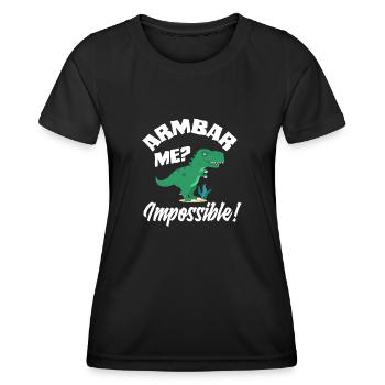 Armbar Me Impossible Dinosaure BJJ Fun - T-shirt sport Femme - noir - Devant - AI Model Female 172 light (172cm)