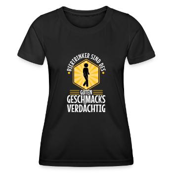 Biertrinker sind des guten Geschmacks verdächtig - Frauen Funktions-T-Shirt - Schwarz - Vorne - AI Model Female 172 light (172cm)