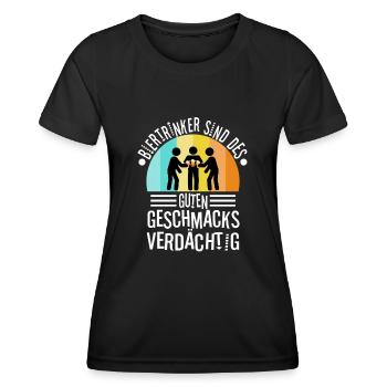 Biertrinker sind des guten Geschmacks verdächtig - Frauen Funktions-T-Shirt - Schwarz - Vorne - AI Model Female 172 light (172cm)