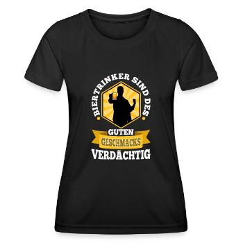 Biertrinker sind des guten Geschmacks verdächtig - Frauen Funktions-T-Shirt - Schwarz - Vorne - AI Model Female 172 light (172cm)