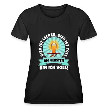 La bière est délicieuse, la bière est excellente, de préférence - T-shirt sport Femme - noir - Devant - AI Model Female 172 light (172cm)