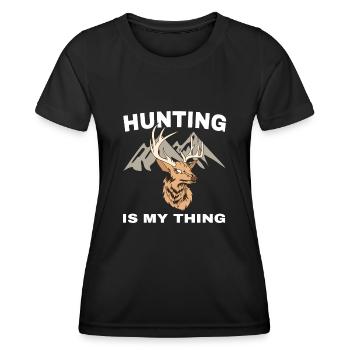 Chasse au cerf Chasse au cerf rétro Chasse au cerf Chasse au cerf - T-shirt sport Femme - noir - Devant - AI Model Female 172 light (172cm)