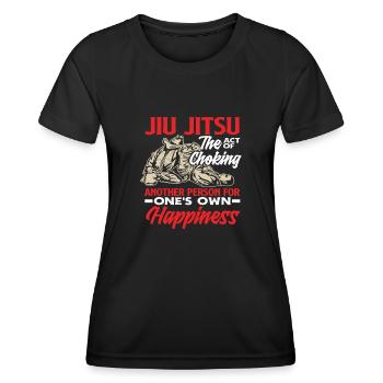 Jiu Jitsu The Act Of Choking Happiness - Women's Functional T-Shirt - black - Front - AI Model Female 172 light (172cm)