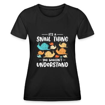 Witziger Schnecken Spruch - Frauen Funktions-T-Shirt - Schwarz - Vorne - AI Model Female 172 light (172cm)