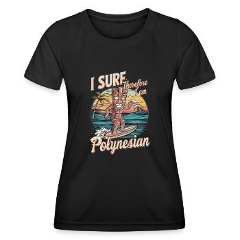 Inspiration Je surfe donc je suis polynésien - T-shirt sport Femme - noir - Devant - AI Model Female 172 light (172cm)