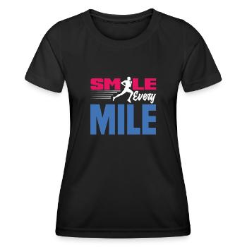 Lächle Bei Jedem Kilometer - Frauen Funktions-T-Shirt - Schwarz - Vorne - AI Model Female 172 light (172cm)